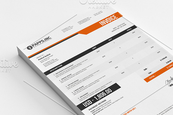 Price Invoice Template in Stationery Templates - product preview 5