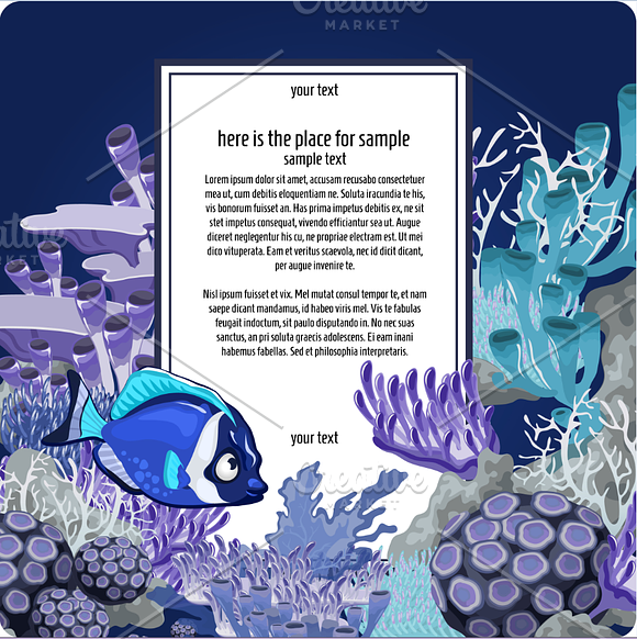 Marine life and card for text in Illustrations - product preview 1