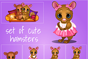 Cute hamsters on pink background