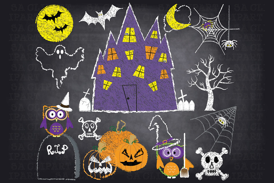 Chalkboard Halloween ClipArt