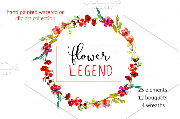 Watercolor Red Peony Flowers Clipart in Illustrations - product preview 2