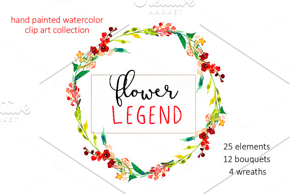 Watercolor Red Peony Flowers Clipart in Illustrations - product preview 3