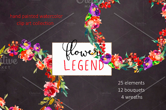 Watercolor Red Peony Flowers Clipart in Illustrations - product preview 11