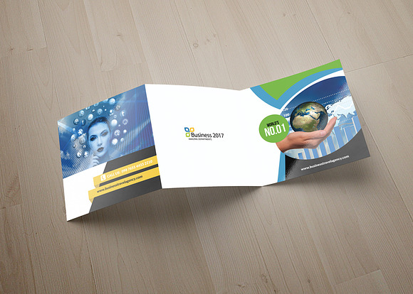 Business Square Trifold Brochure in Brochure Templates - product preview 3
