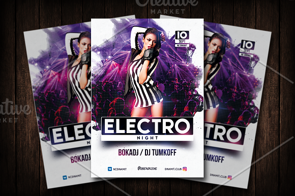 Electro Night Party Flyer Template in Flyer Templates - product preview 1