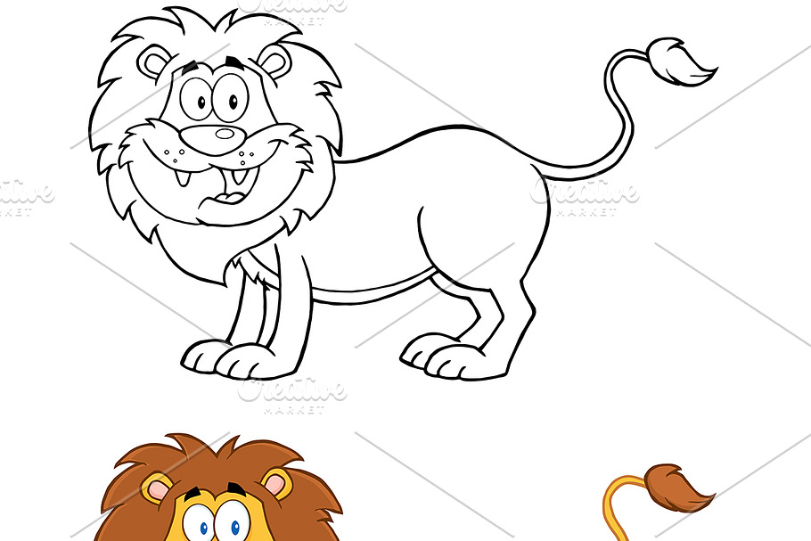 Lion Cartoon Character Collection in Illustrations - product preview 8