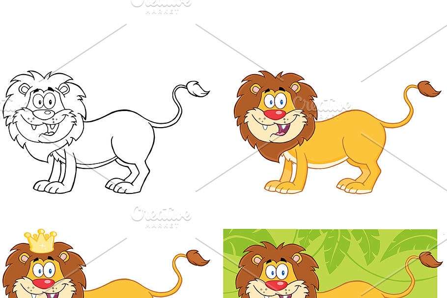 Lion Character Collection Set in Illustrations - product preview 8