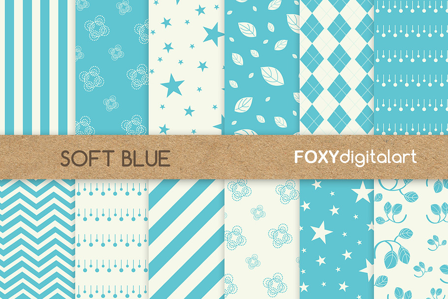 Blue Floral Digital Paper 