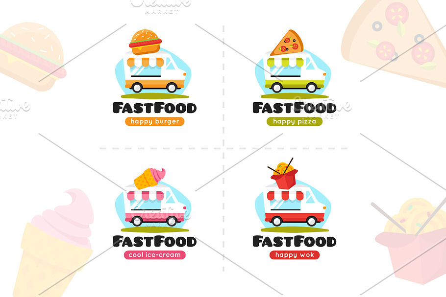 Food Truck Logos Set in Logo Templates - product preview 8
