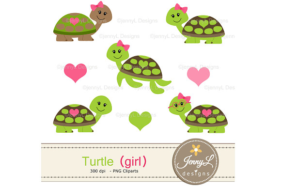 Turtle Girl Digital Paper & clipart in Patterns - product preview 1