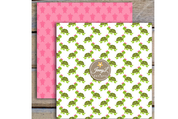 Turtle Girl Digital Paper & clipart in Patterns - product preview 2