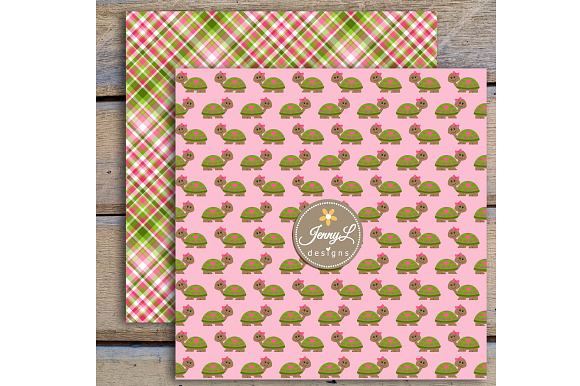 Turtle Girl Digital Paper & clipart in Patterns - product preview 3