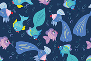 Fish seamless pattern for kids.
