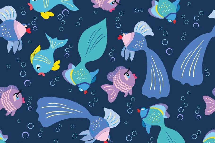 Fish seamless pattern for kids. in Patterns - product preview 8