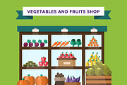 Fruit and vegetables shop vector