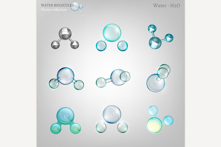 Water molecules set in Illustrations - product preview 8