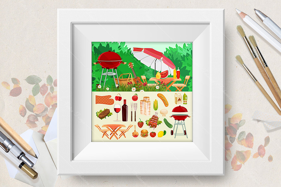 Vector poster of family picnic in Illustrations - product preview 8