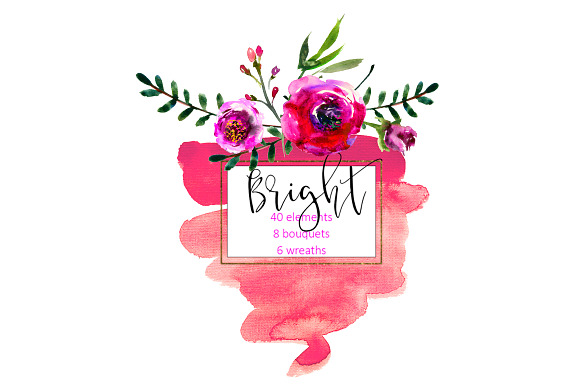 Bright Purple Watercolor Flowers in Illustrations - product preview 8