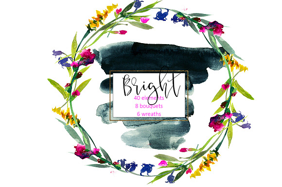 Bright Purple Watercolor Flowers in Illustrations - product preview 9