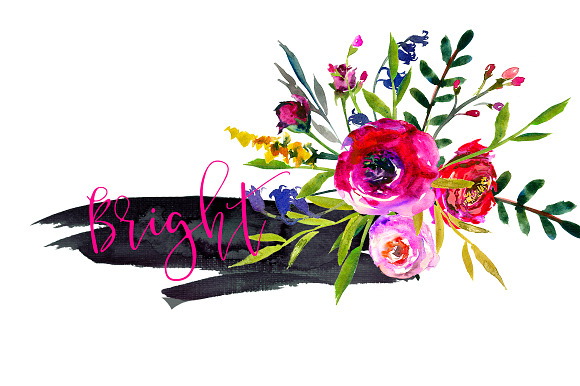 Bright Purple Watercolor Flowers in Illustrations - product preview 10