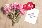 Vertical Card Mockup With Peonies