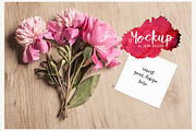 Square Invitation Card With Peonies