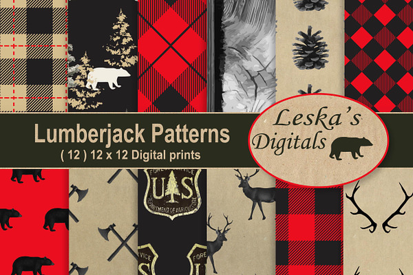 Lumberjack Forest Digital Paper
