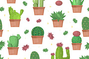 Cactus seamless pattern vector