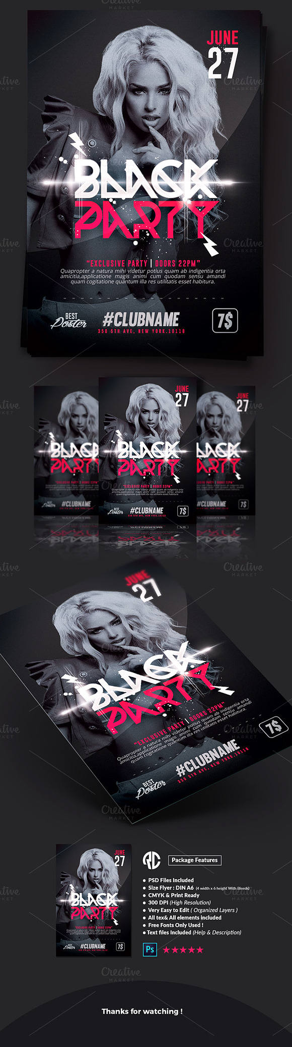 Black Party | Flyer Templates in Flyer Templates - product preview 3