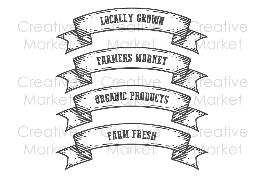 Farmers market emblem ribbons in Illustrations - product preview 8