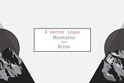 4 Vector Logos Mountains and Birds