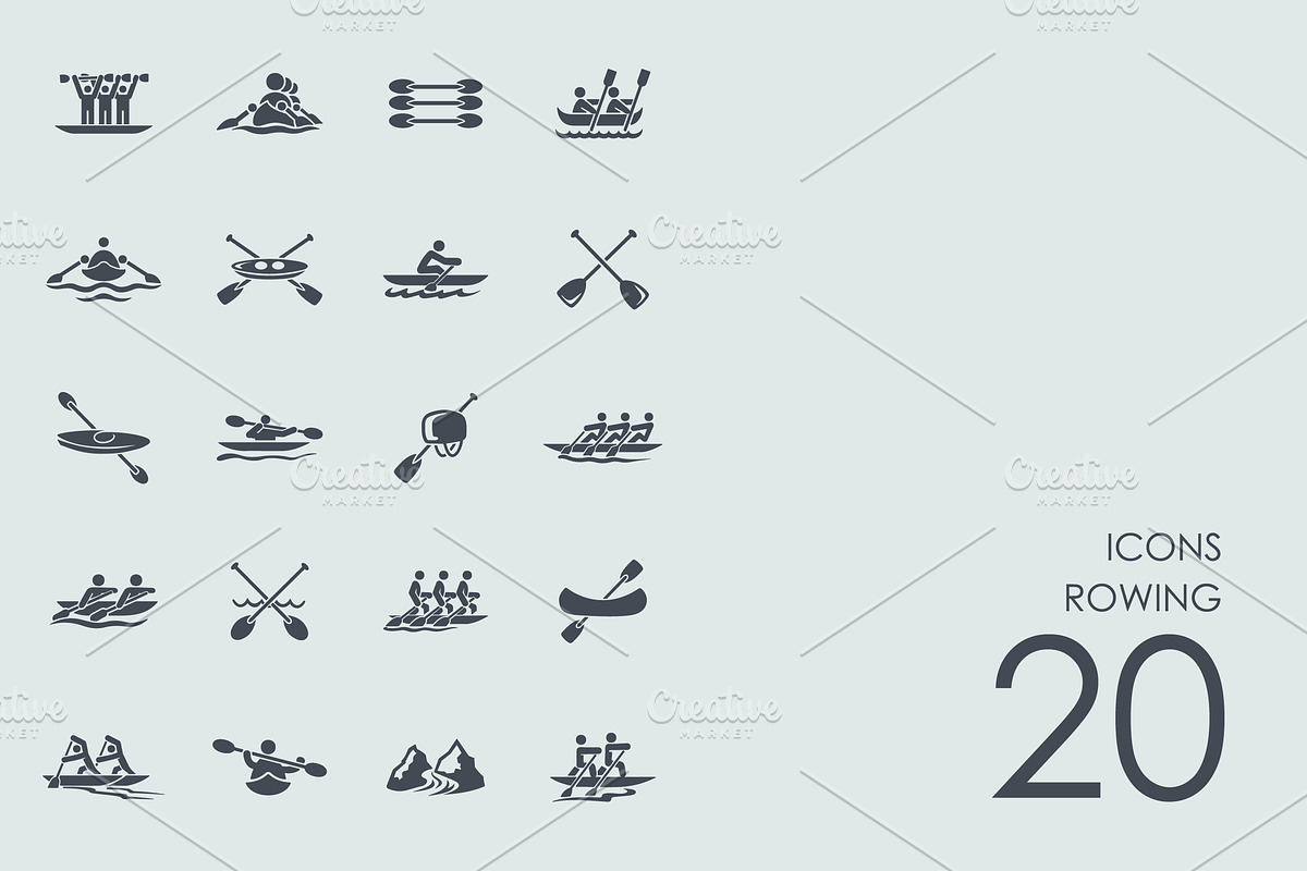 Rowing icons in Graphics - product preview 8