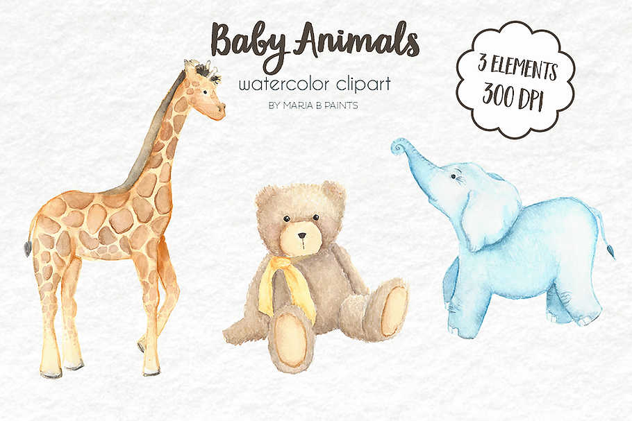 Watercolor Clip Art - Baby Animals  in Illustrations - product preview 8