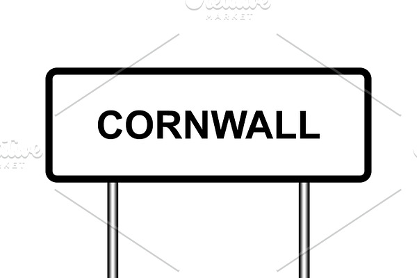 UK town sign illustration, Cornwall