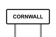 UK town sign illustration, Cornwall
