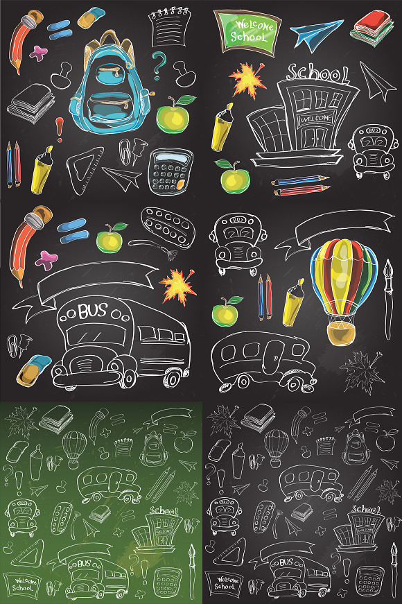 School supplies Set Clipart & Vector in Illustrations - product preview 1