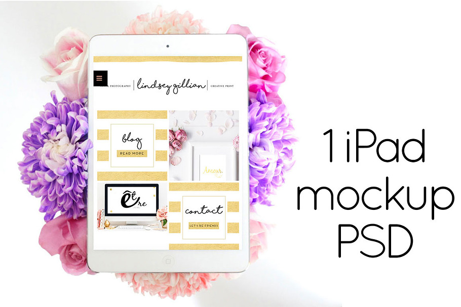 PSD Tablet Mockup | Styled Floral