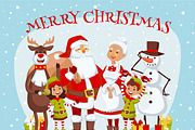 Claus kids family vector card