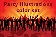 Party illustrations color set