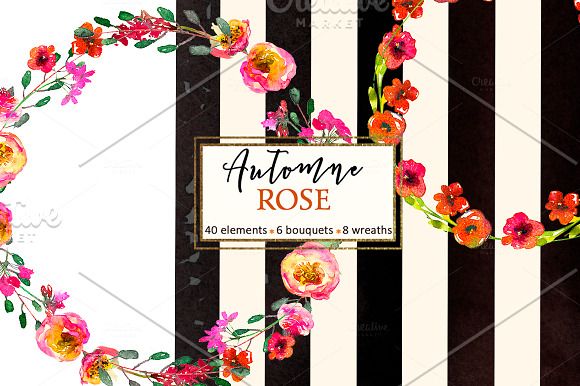 Pink Watercolor Florals Clipart in Illustrations - product preview 7