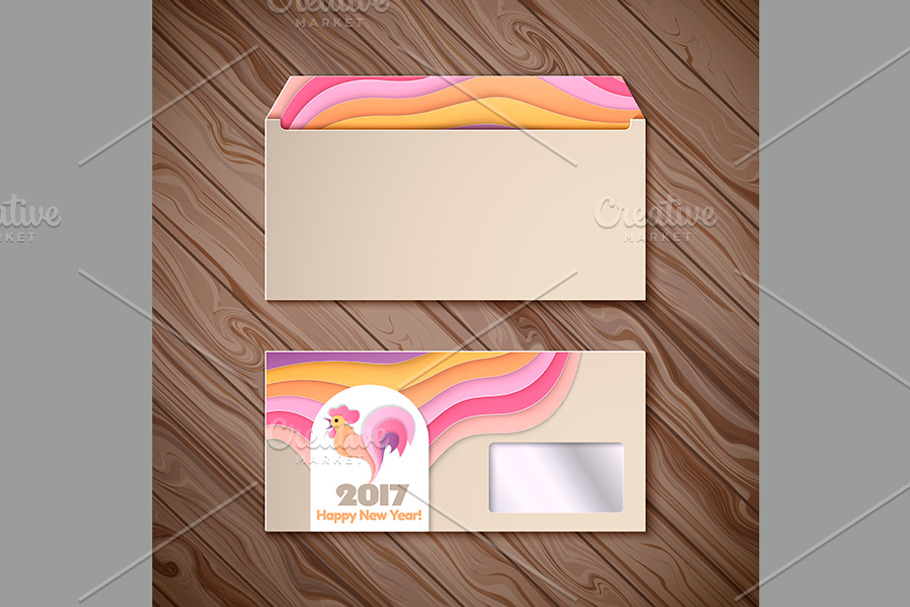 Year of rooster design for envelope in Card Templates - product preview 8