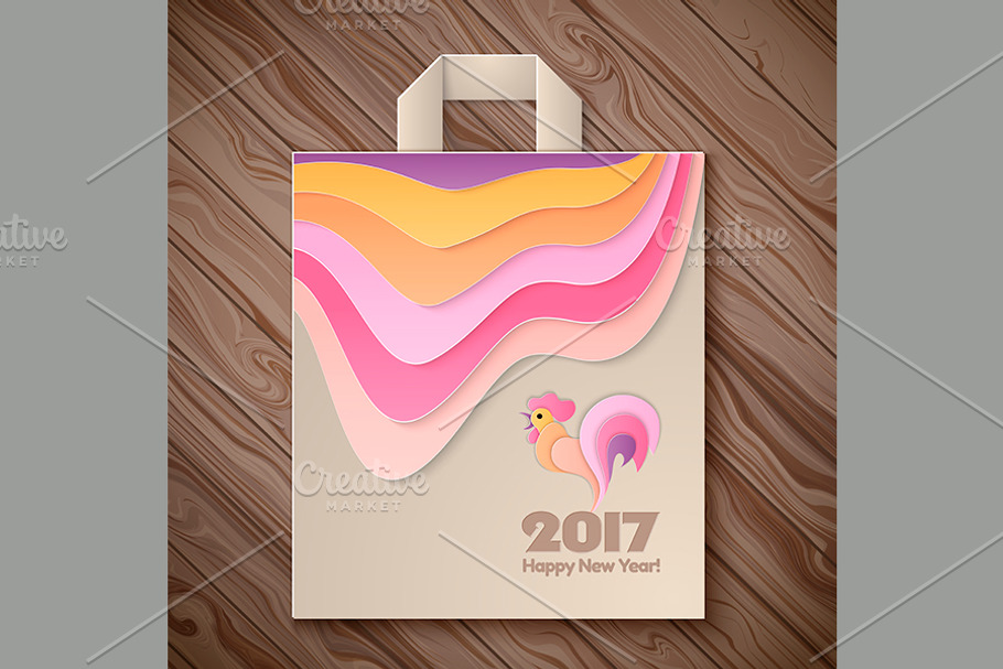 Year of rooster design for paper bag in Flyer Templates - product preview 8