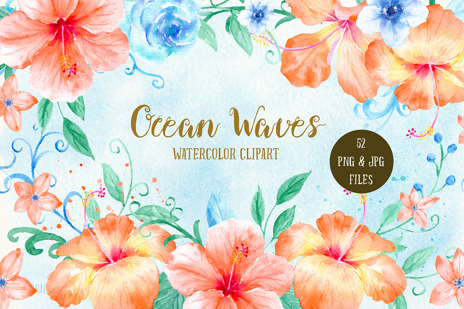 Watercolor Clipart Ocean Waves