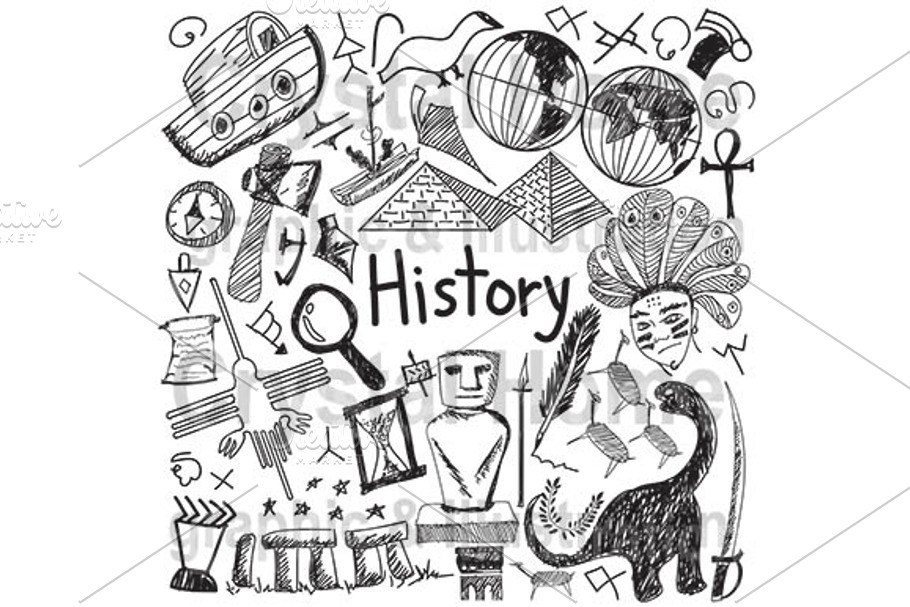 History education subject doodle