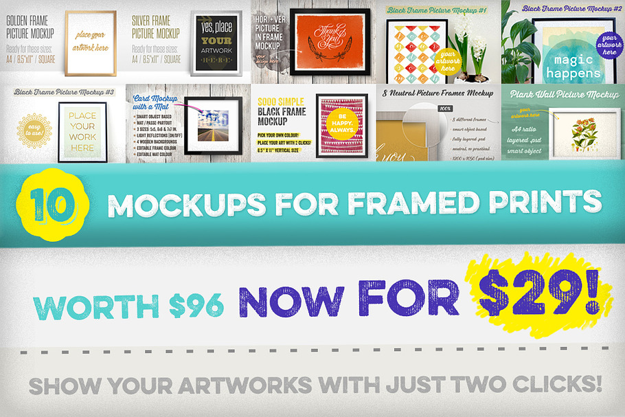 [-70%] 10 Mockups for Framed Prints in Print Mockups - product preview 8
