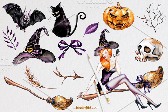 Traditional Halloween Clipart in Illustrations - product preview 1