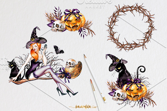 Traditional Halloween Clipart in Illustrations - product preview 2