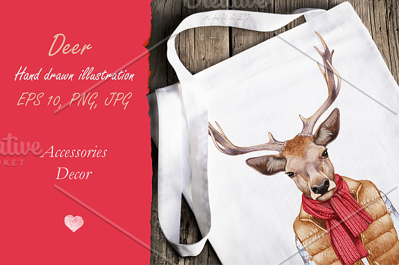 Deer / Winter time in Illustrations - product preview 1