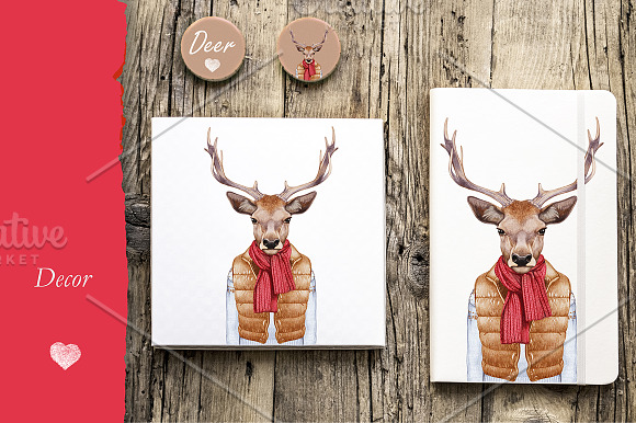 Deer / Winter time in Illustrations - product preview 2