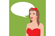 Pin Up girl with speech bubble
